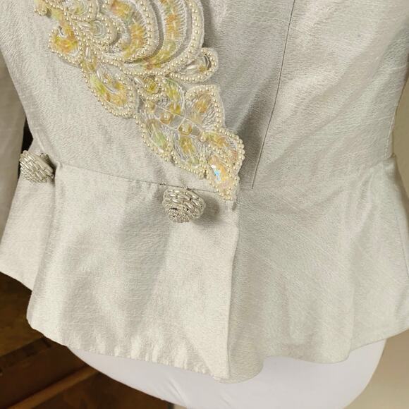 Vintage Ursula Sz 8 Beaded Formal Sequin Top Elegant Art Design Silver Sparkly - Picture 5 of 10